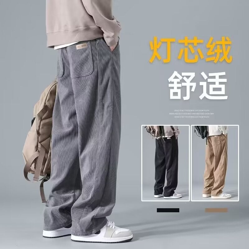 Corduroy Pants Men'S Loose Straight Wide Leg Pants Men'S Winter Fashion Brand Sports Casual Pants - Image 2